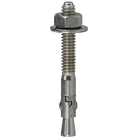Wedge Anchor, 1/4" Dia., 2-3/4" L, 18-8 Stainless Steel 50 PK
